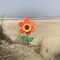 In the Breeze 2704 - 12 Inch Orange Sunflower Wind Spinner with Leaves - Colorful Flower for your Yard and Garden
